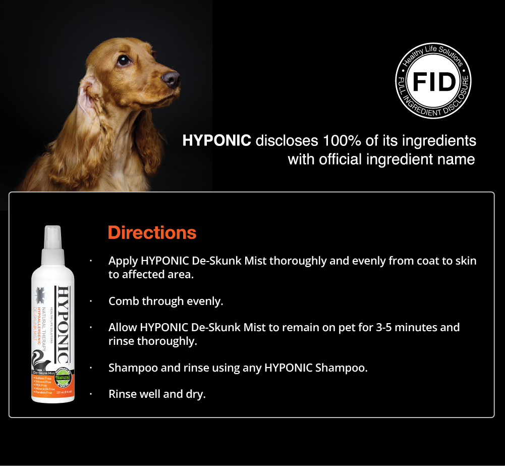 HYPONIC De-Skunk Mist for all pets ( Perfect for FOX Poo! )
