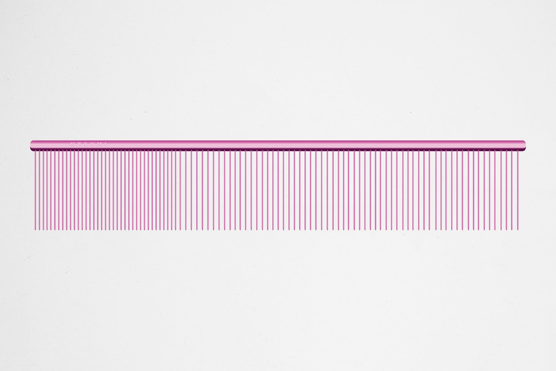 Utsumi 9 inch wide quarter dog grooming comb pink