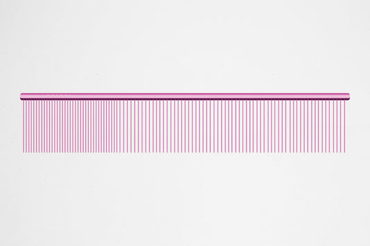 Utsumi 9 inch wide quarter dog grooming comb pink