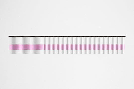 Utsumi 9 inch wide quarter pink line dog grooming comb