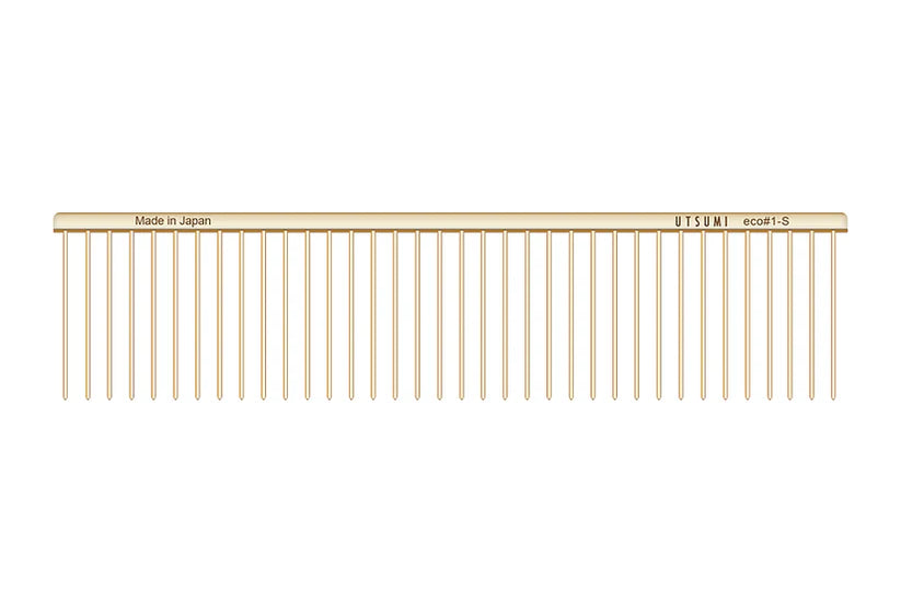 Utsumi ECO 1-S grooming comb brass handle steel teeth gold