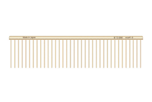 Utsumi ECO 1-S grooming comb brass handle steel teeth gold