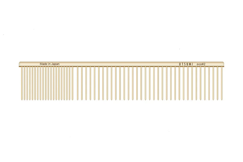 Utsumi ECO 2 quarter dog grooming comb brass handle gold