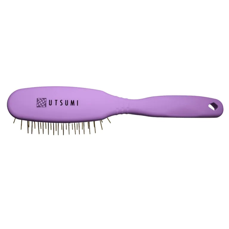 Utsumi long pin grooming brush for coat preparation and fluff drying small back